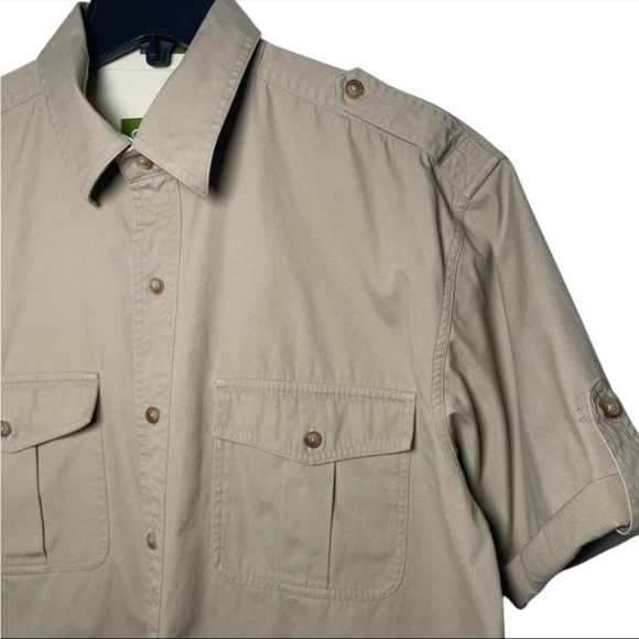 Orvis Men’s Tan Cargo Outdoor Fishing Shirt Short Sleeve Button Down Size Large - Picture 2 of 5